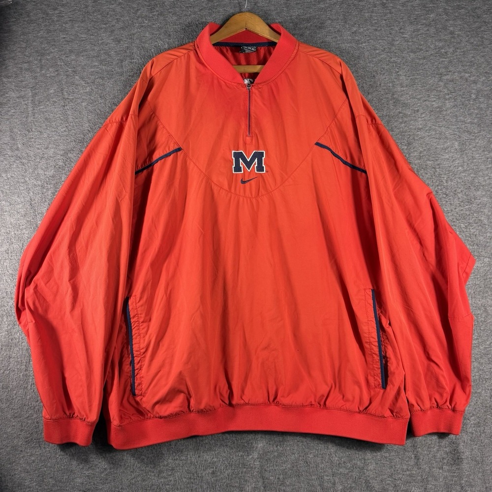 Vintage Nike Center Swoosh Ole Miss Rebels 1/4 Zip Jacket Men's Claims-Fit SZ 3X